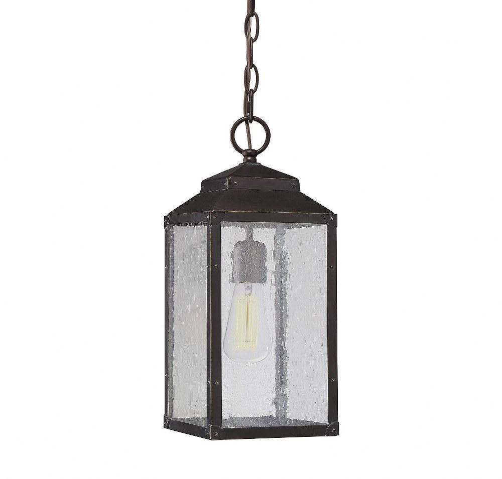 Savoy House-5-342-213-1 Light Outdoor Hanging Lantern-Rustic Style with Modern Farmhouse and Transitional Inspirations-15.75 inches tall by 6.75 inches wide   English Bronze/Gold Finish with Clear See