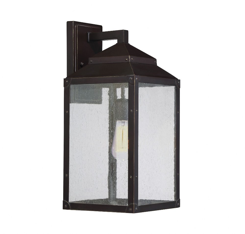 Savoy House-5-344-213-1 Light Outdoor Wall Lantern-Rustic Style with Modern Farmhouse and Transitional Inspirations-17.75 inches tall by 8 inches wide   English Bronze/Gold Finish with Clear Seeded Gl