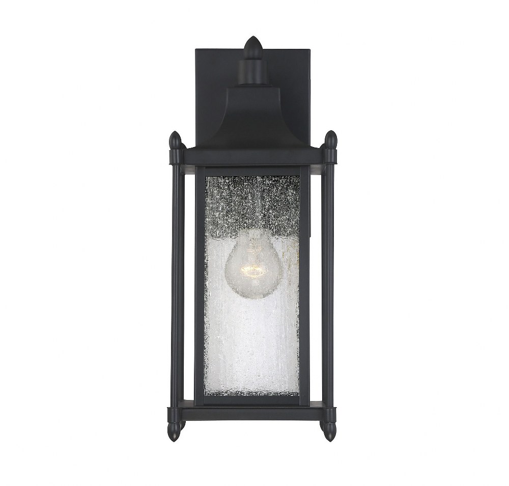 Savoy House-5-3451-BK-1 Light Outdoor Wall Lantern-Transitional Style with Modern Farmhouse and Contemporary Inspirations-16 inches tall by 6.5 inches wide   Black Finish with Clear Seeded Glass