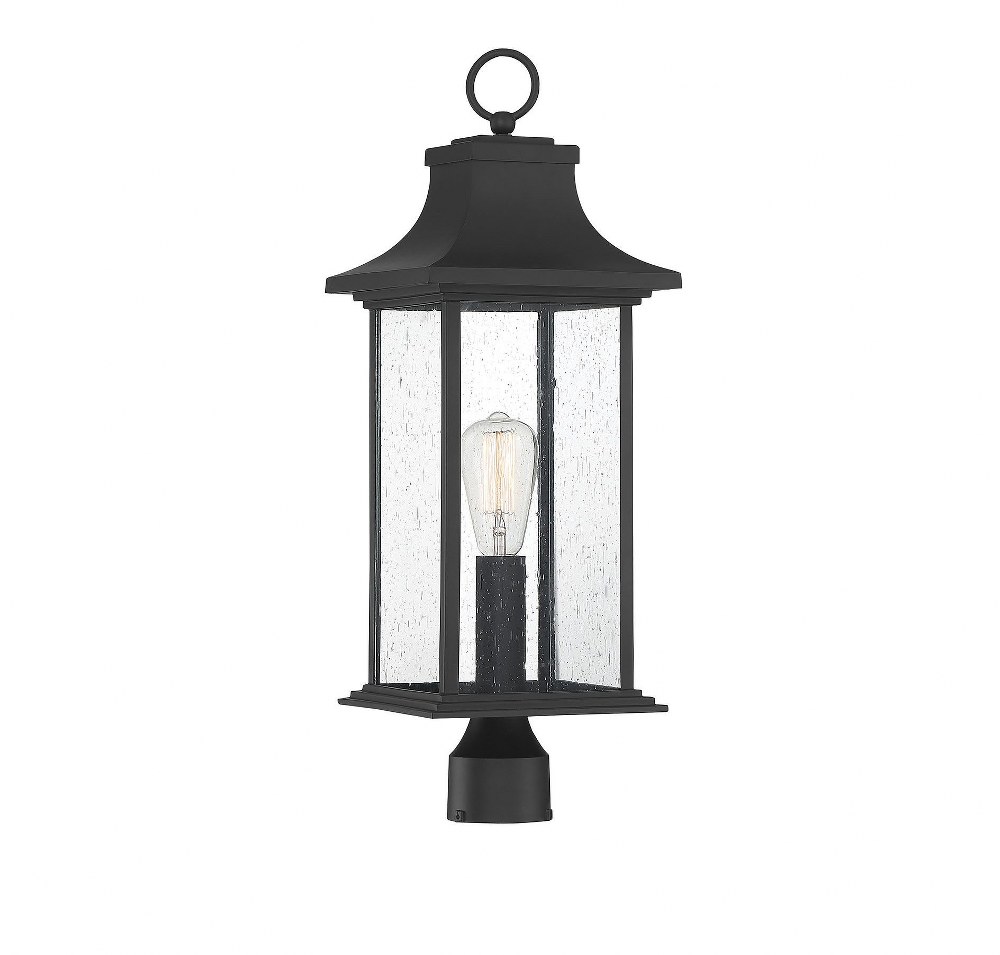 Savoy House-5-454-BK-1 Light Outdoor Post Lantern-Traditional Style with Rustic and Farmhouse Inspirations-24.25 inches tall by 8.5 inches wide   1 Light Outdoor Post Lantern-Traditional Style with Ru