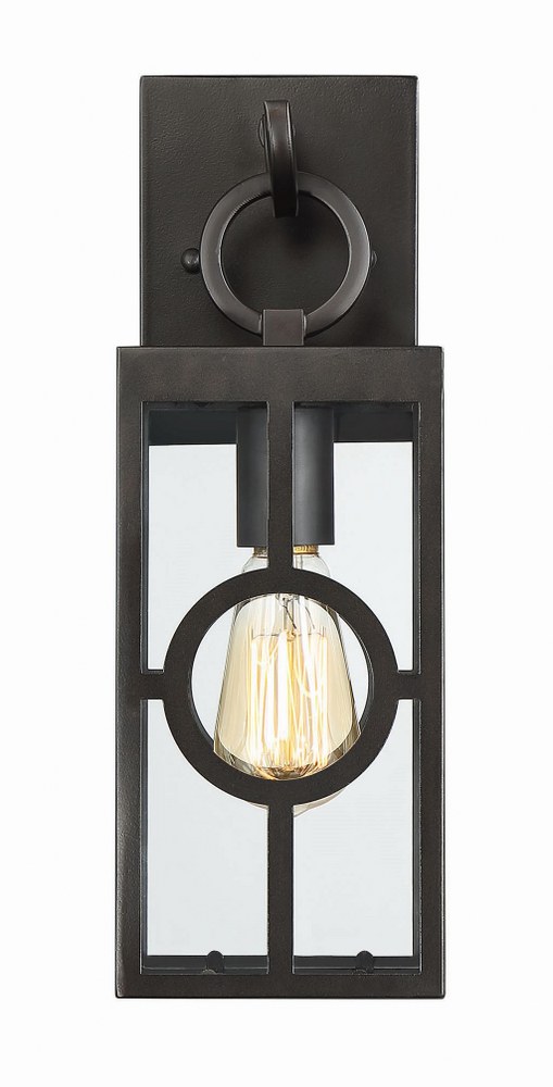 Savoy House-5-500-13-1 Light Outdoor Wall Lantern-Transitional Style with Contemporary and Modern Farmhouse Inspirations-14.25 inches tall by 5 inches wide   English Bronze Finish with Clear Glass