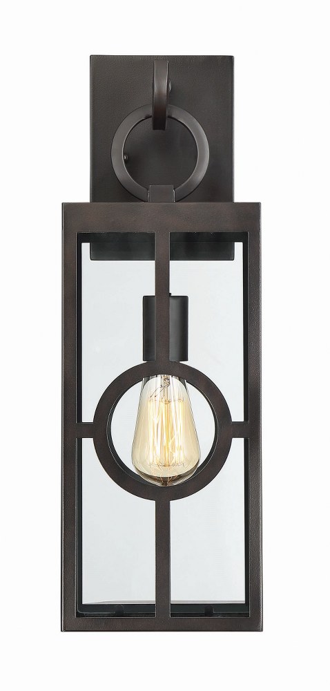 Savoy House-5-501-13-1 Light Outdoor Wall Lantern-Transitional Style with Contemporary and Modern Farmhouse Inspirations-19.25 inches tall by 6.5 inches wide   English Bronze Finish with Clear Glass