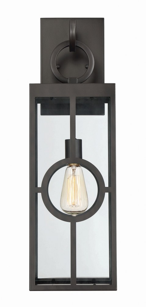 Savoy House-5-502-13-1 Light Outdoor Wall Lantern-Transitional Style with Contemporary and Modern Farmhouse Inspirations-24.5 inches tall by 7.5 inches wide   English Bronze Finish with Clear Glass