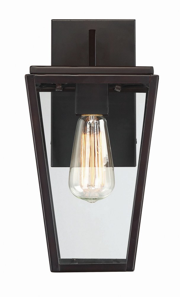 Savoy House-5-546-13-1 Light Outdoor Wall Lantern-Modern Style with Contemporary and Transitional Inspirations-12.75 inches tall by 6.5 inches wide   English Bronze Finish with Clear Glass