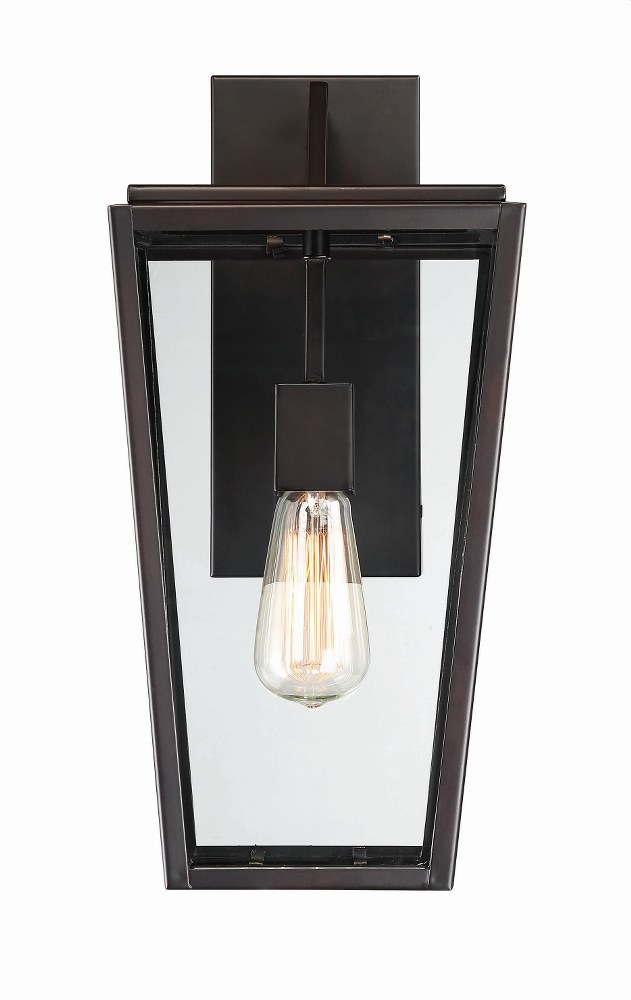 Savoy House-5-547-13-1 Light Outdoor Wall Lantern-Modern Style with contemporary and Transitional Inspirations-16.5 inches tall by 8 inches wide   English Bronze Finish with Clear Glass