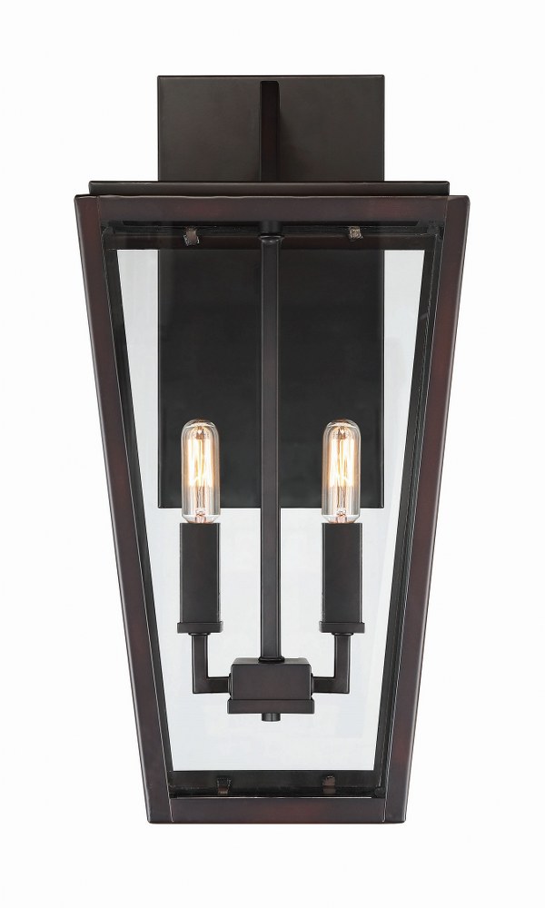 Savoy House-5-548-13-2 Light Outdoor Wall Lantern-Modern Style with Contemporary and Transitional Inspirations-19.5 inches tall by 9.5 inches wide   English Bronze Finish with Clear Glass