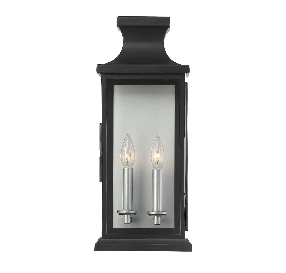 Savoy House-5-5911-BK-2 Light Outdoor Wall Lantern-Traditional Style with Transitional Inspirations-20 inches tall by 8.24 inches wide   Black Finish with Clear Glass