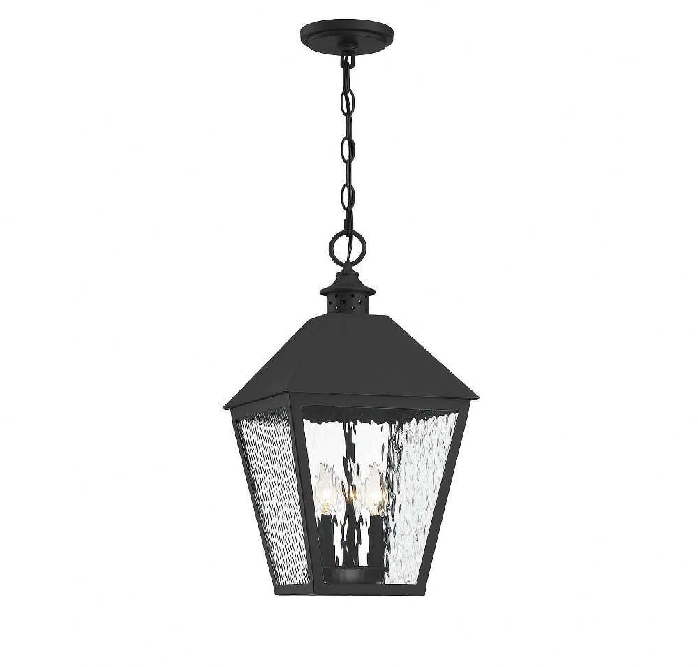 Savoy House-5-793-BK-3 Light Outdoor Pendant-Traditional Style with Rustic and Farmhouse Inspirations-20.5 inches tall by 11 inches wide   3 Light Outdoor Pendant-Traditional Style with Rustic and Far