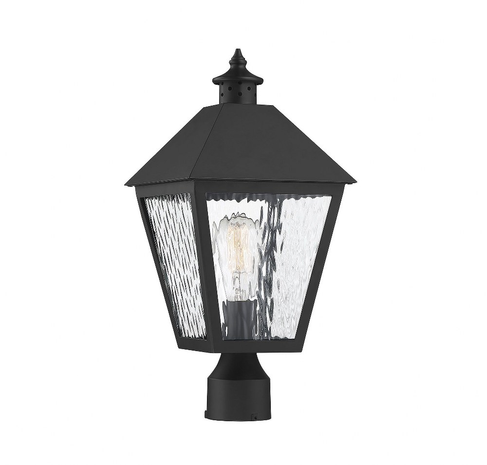 Savoy House-5-794-BK-1 Light Outdoor Post Lantern-Traditional Style with Rustic and Farmhouse Inspirations-19 inches tall by 9 inches wide   1 Light Outdoor Post Lantern-Traditional Style with Rustic 