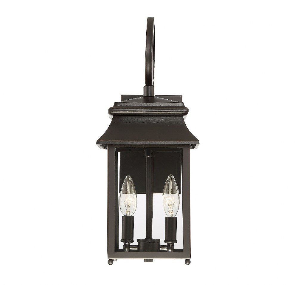 Savoy House-5-9540-25-2 Light Small Outdoor Wall Lantern with Scroll-Traditional Style with Transitional Inspirations-17.5 inches tall by 7 inches wide   Slate Finish with Clear Glass