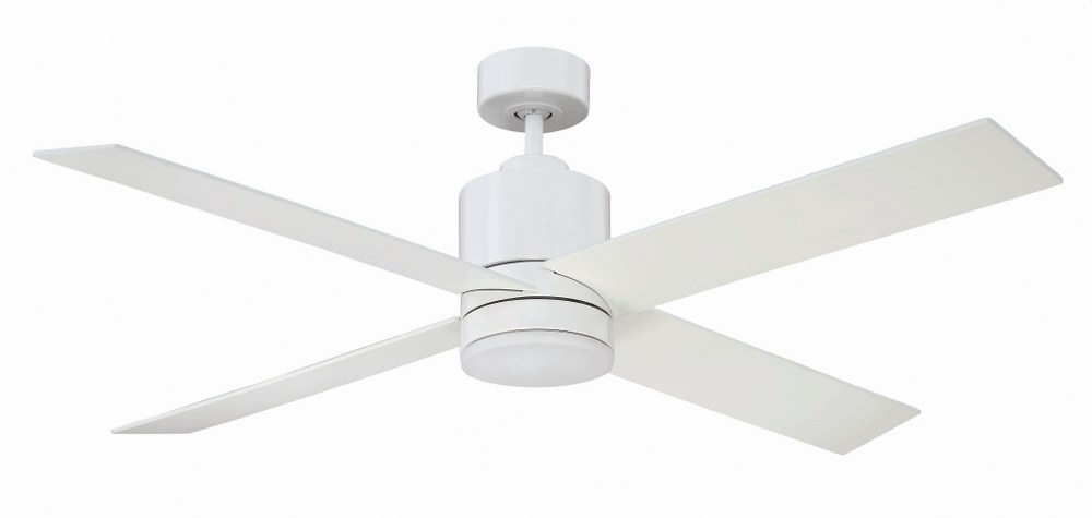 Savoy House-52-6110-4WH-WH-4 Blade Ceiling Fan with Light Kit-Modern Style with Contemporary and Transitional Inspirations-9.85 inches tall by 52 inches wide   4 Blade Ceiling Fan with Light Kit-Moder