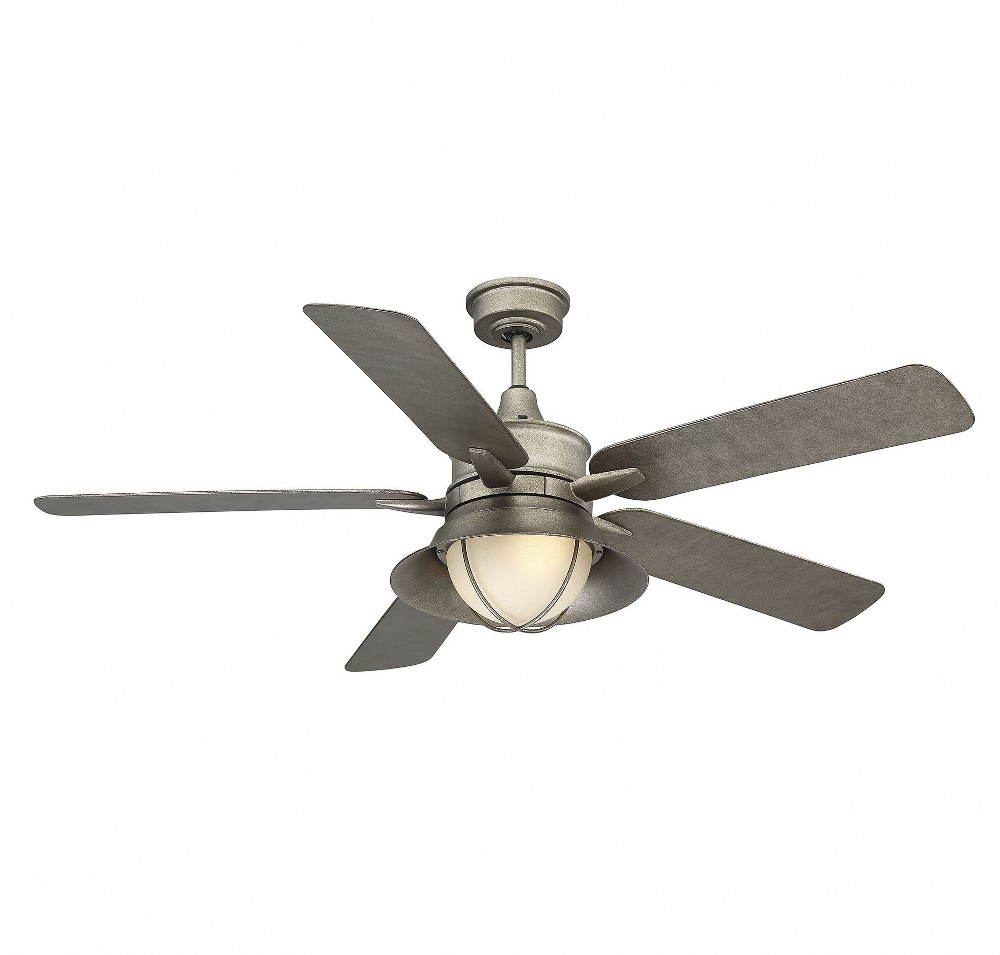 Savoy House-52-625-5AS-242-5 Blade Outdoor Ceiling Fan with Light Kit-Coastal Style with Industrial and Transitional Inspirations-14.27 inches tall by 52 inches wide   Aged Steel Finish with Aged Stee