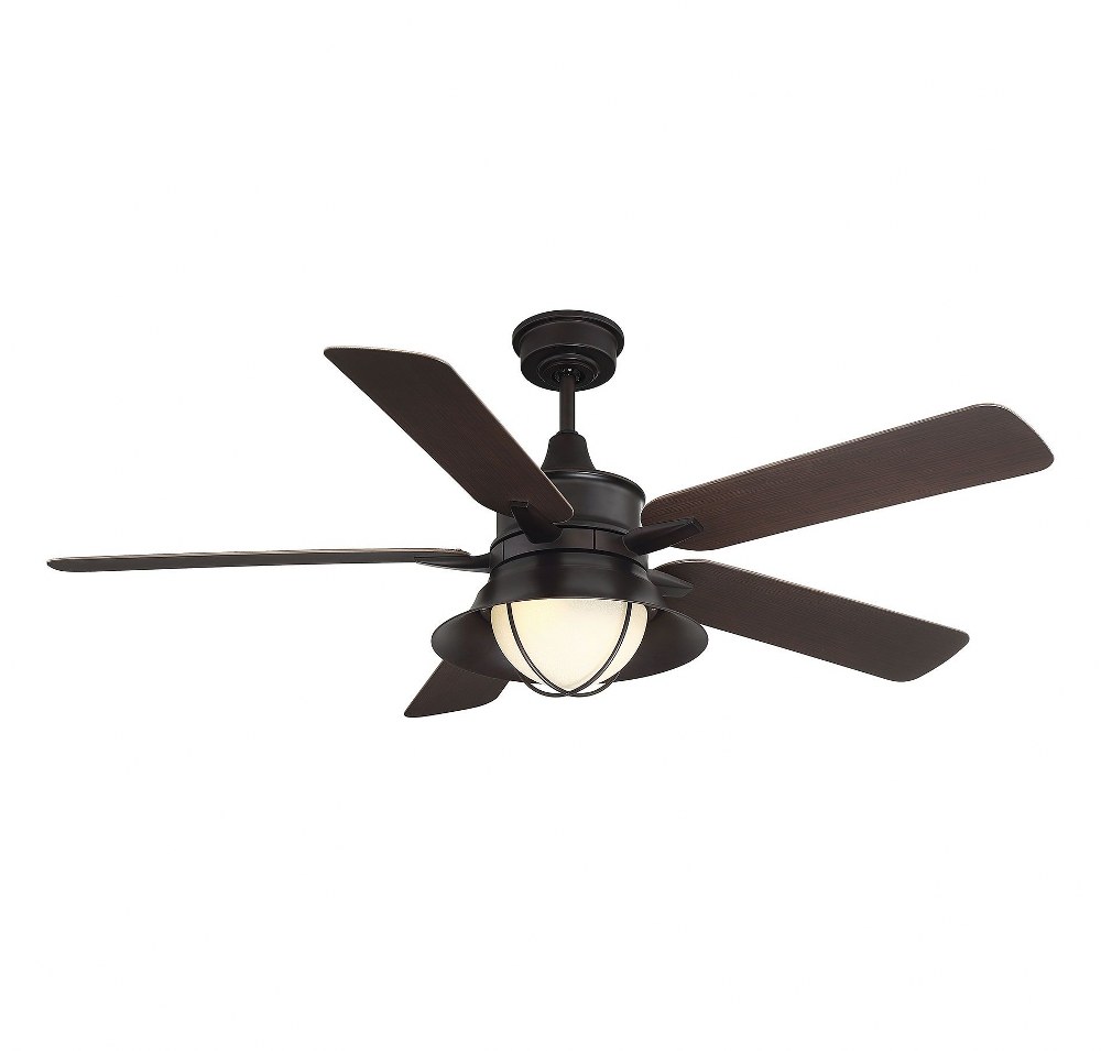 Savoy House-52-625-5CN-13-5 Blade Outdoor Ceiling Fan with Light Kit-Coastal Style with Industrial and Transitional Inspirations-14.27 inches tall by 52 inches wide   Aged Steel Finish with Aged Steel