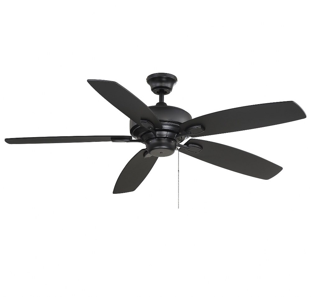 Savoy House-52-830-589-89-5 Blade Ceiling Fan-Transitional Style with Contemporary Inspirations-9.11 inches tall by 52 inches wide   Matte Black Finish with Matte Black Blade Finish