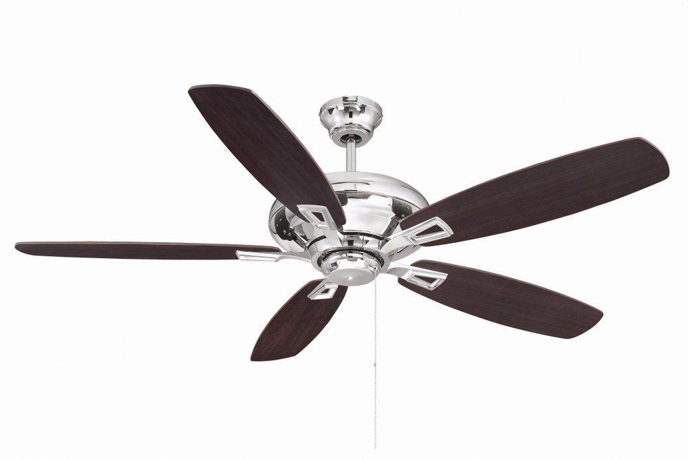 Savoy House-52-831-5RV-109-5 Blade Ceiling Fan with Light Kit-Transitional Style with Contemporary Inspirations-6 inches tall by 52 inches wide   Polished Nickel Finish with Chestnut/Teak Blade Finish