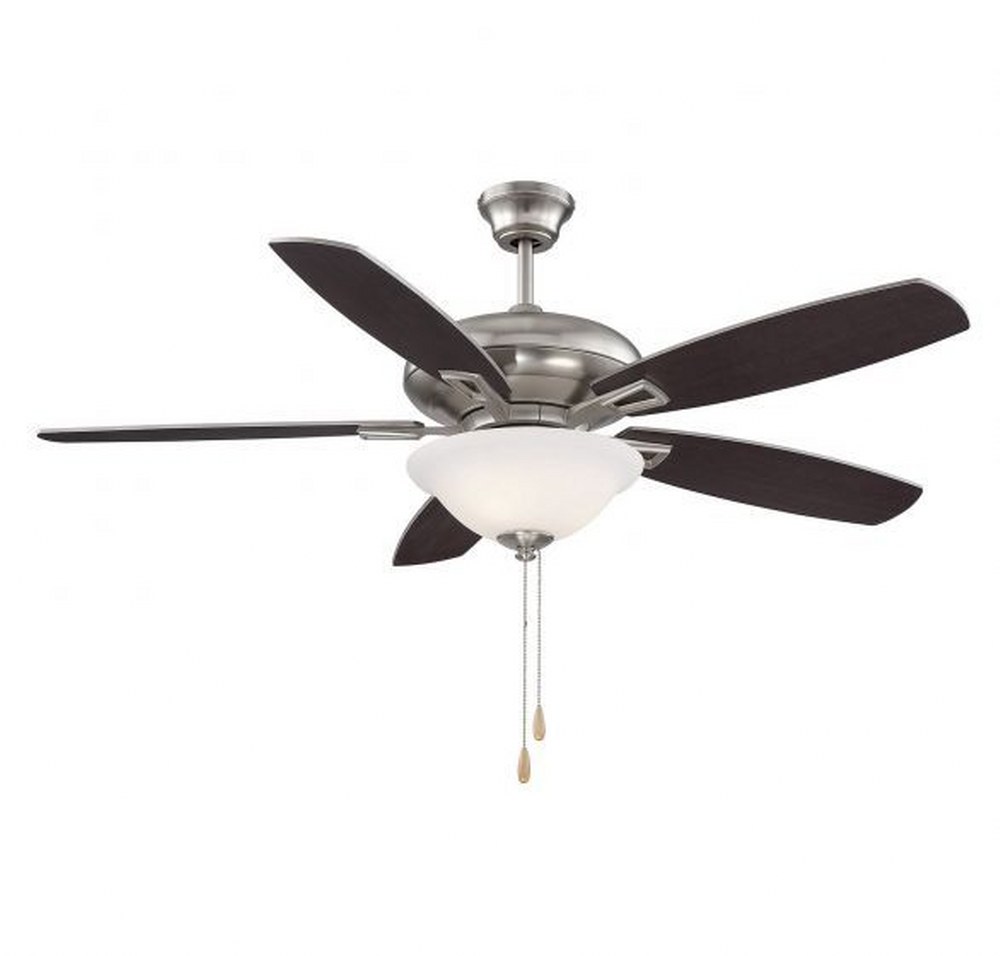 Savoy House-52-831-5RV-SN-5 Blade Ceiling Fan with Light Kit-Transitional Style with Contemporary Inspirations-6 inches tall by 52 inches wide   Satin Nickel Finish with Chestnut/Silver Blade Finish