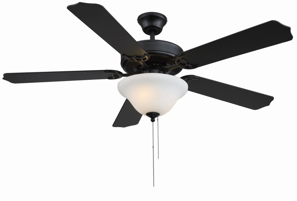 Savoy House-52-ECM-589-89-5 Blade Ceiling Fan with Light Kit-Traditional Style with Transitional Inspirations-13.83 inches tall by 52 inches wide   Matte Black Finish with Matte Black Blade Finish wit