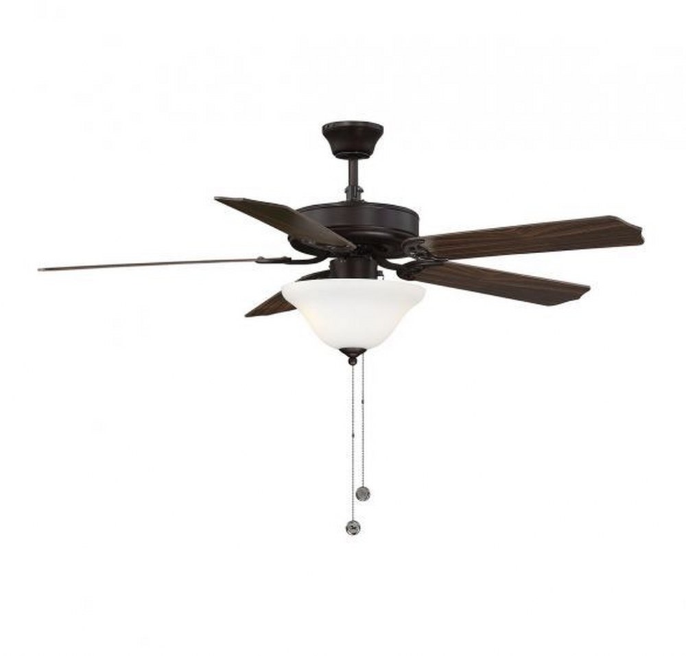 Savoy House-52-ECM-5RV-13WG-5 Blade Ceiling Fan with Light Kit-Traditional Style with Transitional Inspirations-13.83 inches tall by 52 inches wide   English Bronze Finish with Walnut/Chestnut Blade F