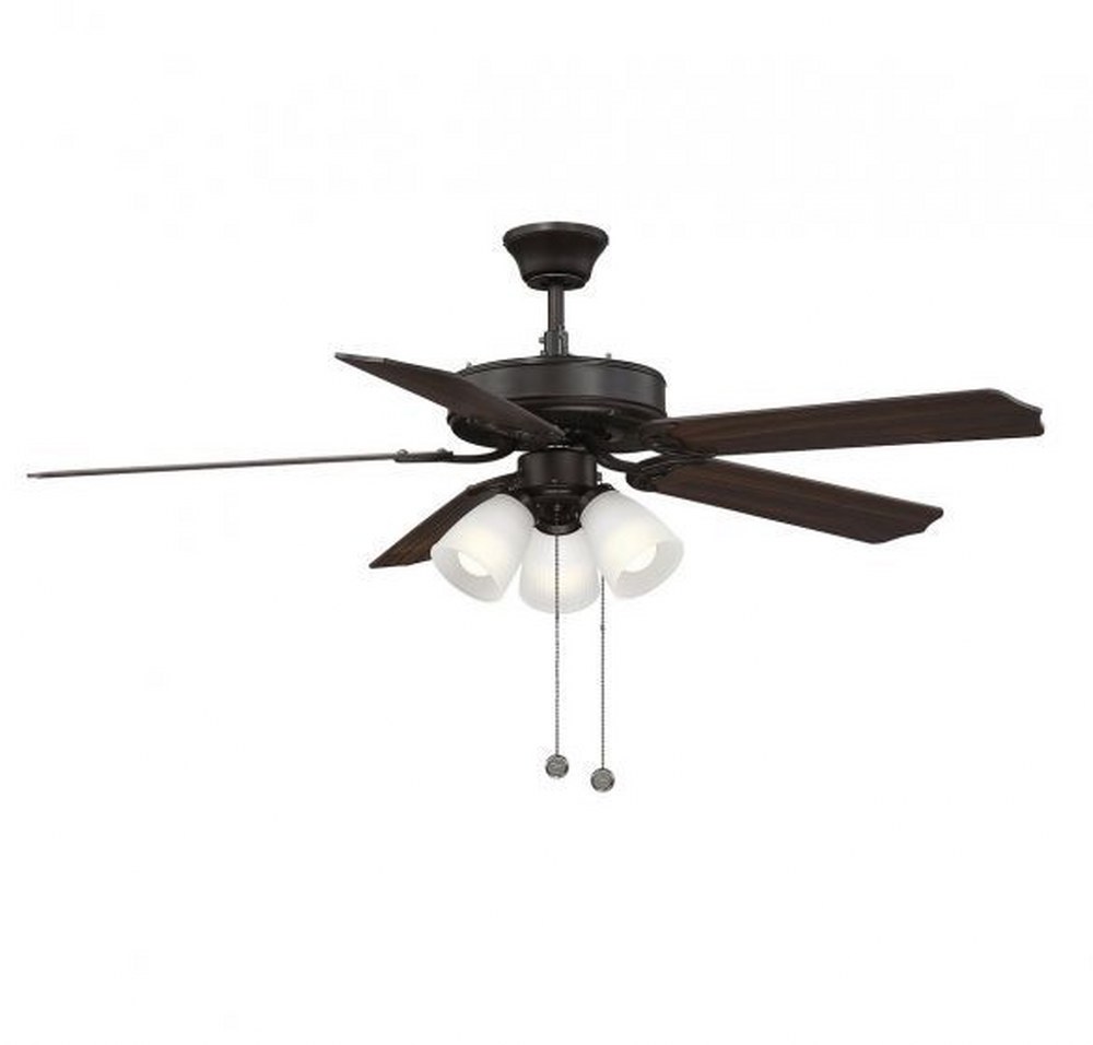 Savoy House-52-EUP-5RV-13WG-5 Blade Ceiling Fan with Light Kit-Traditional Style with Transitional Inspirations-8.99 inches tall by 52 inches wide   English Bronze Finish with Walnut/Chestnut Blade Fi