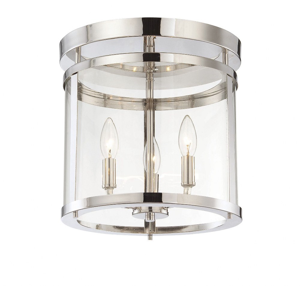 Savoy House-6-1043-3-109-3 Light Semi-Flush Mount-Transitional Style with Traditional and Contemporary Inspirations-14 inches tall by 12.5 inches wide   Polished Nickel Finish with Clear Glass