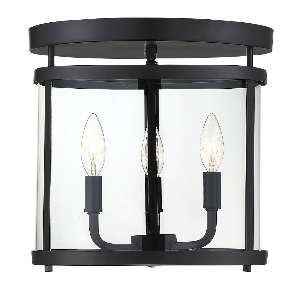 Savoy House-6-1043-3-BK-3 Light Semi-Flush Mount-Transitional Style with Traditional and Contemporary Inspirations-14 inches tall by 12.5 inches wide   Black Finish with Clear Glass