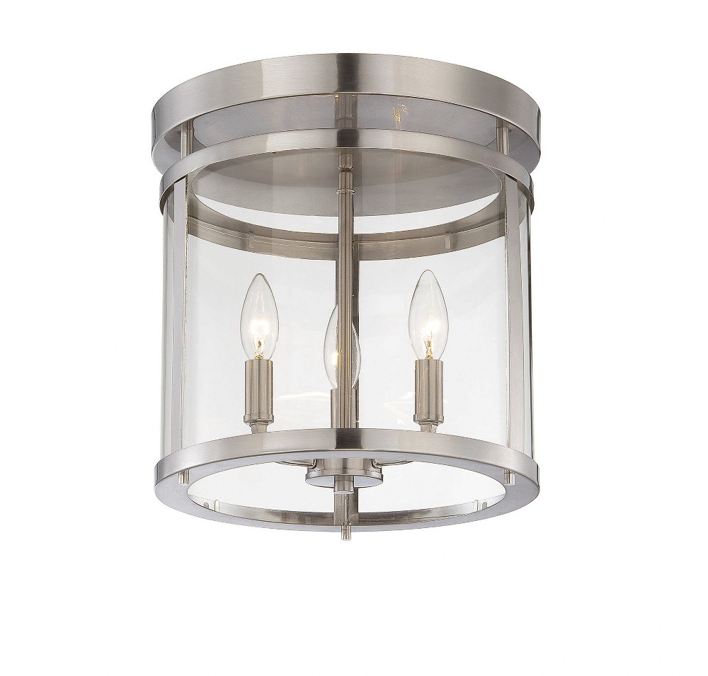 Savoy House-6-1043-3-SN-3 Light Semi-Flush Mount-Transitional Style with Traditional and Contemporary Inspirations-14 inches tall by 12.5 inches wide   Satin Nickel Finish with Clear Glass