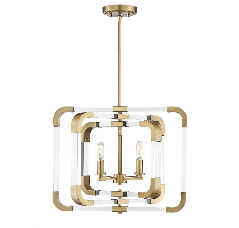 Savoy House-6-1662-4-322-4 Light Semi-Flush Mount-Contemporary Style with Modern and Mid-Century Modern Inspirations-18 inches tall by 20 inches wide Warm Brass  Warm Brass Finish