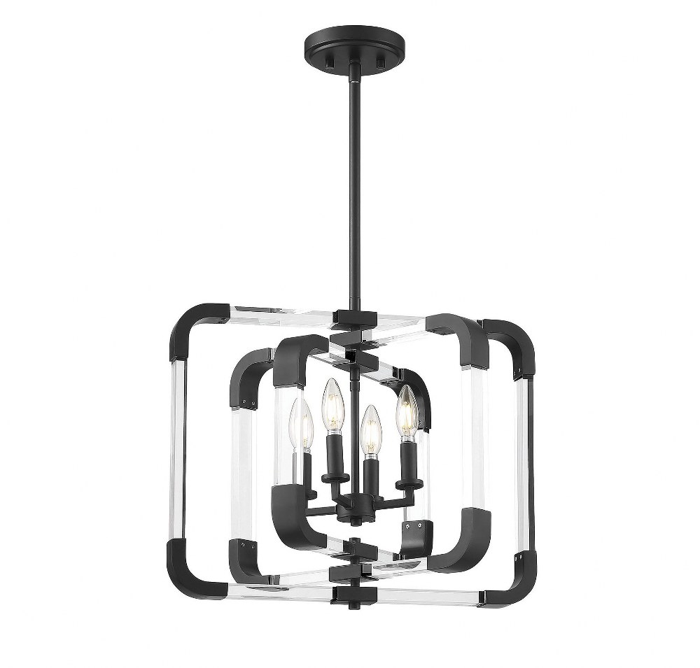 Savoy House-6-1662-4-89-4 Light Semi-Flush Mount-Contemporary Style with Modern and Mid-Century Modern Inspirations-18 inches tall by 20 inches wide Matte Black  Warm Brass Finish