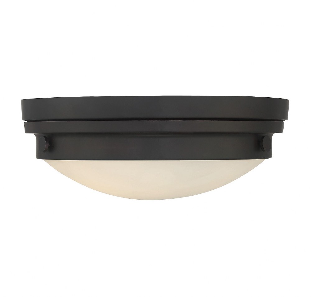 Savoy House-6-3350-16-13-3 Light Flush Mount-Transitional Style with Contemporary and Industrial Inspirations-4.75 inches tall by 15 inches wide English Bronze  Satin Nickel Finish with White Glass