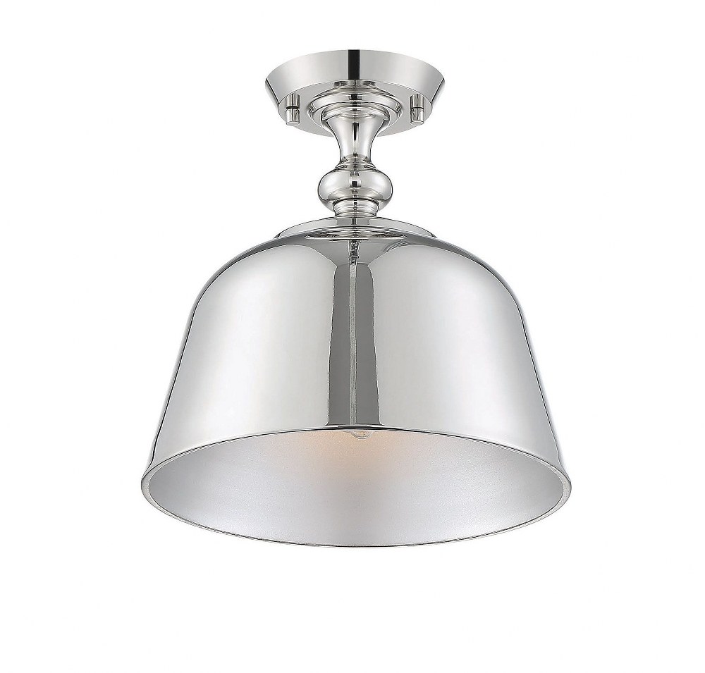 Savoy House-6-3750-1-109-1 Light Semi-Flush Mount-Transitional Style with Farmhouse and Contemporary Inspirations-12 inches tall by 12 inches wide Polished Nickel  Satin Nickel Finish with Satin Nicke