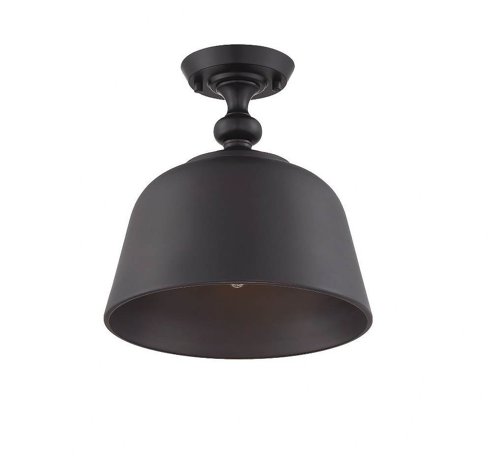 Savoy House-6-3750-1-13-1 Light Semi-Flush Mount-Transitional Style with Farmhouse and Contemporary Inspirations-12 inches tall by 12 inches wide English Bronze  Satin Nickel Finish with Satin Nickel 