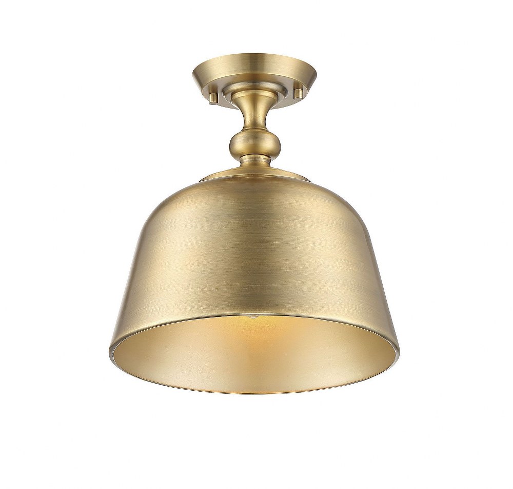 Savoy House-6-3750-1-322-1 Light Semi-Flush Mount-Transitional Style with Farmhouse and Contemporary Inspirations-12 inches tall by 12 inches wide Warm Brass  Satin Nickel Finish with Satin Nickel Met