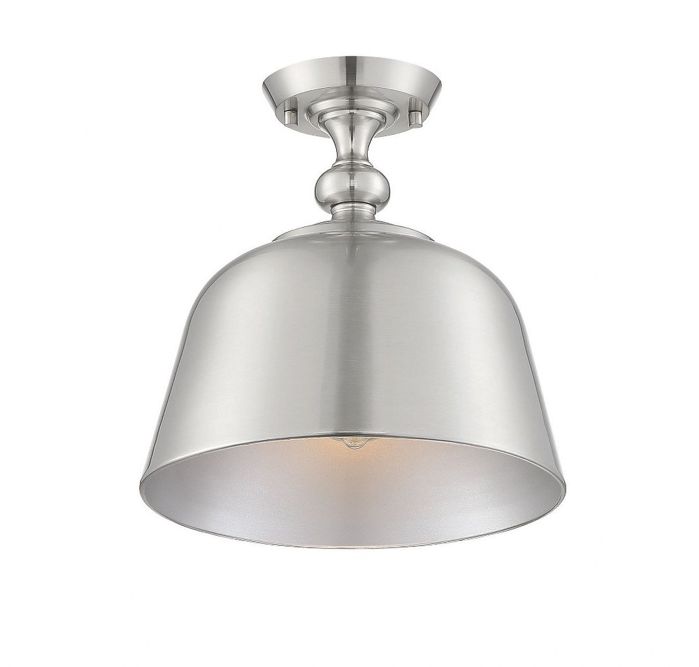 Savoy House-6-3750-1-SN-1 Light Semi-Flush Mount-Transitional Style with Farmhouse and Contemporary Inspirations-12 inches tall by 12 inches wide Satin Nickel  Satin Nickel Finish with Satin Nickel Me