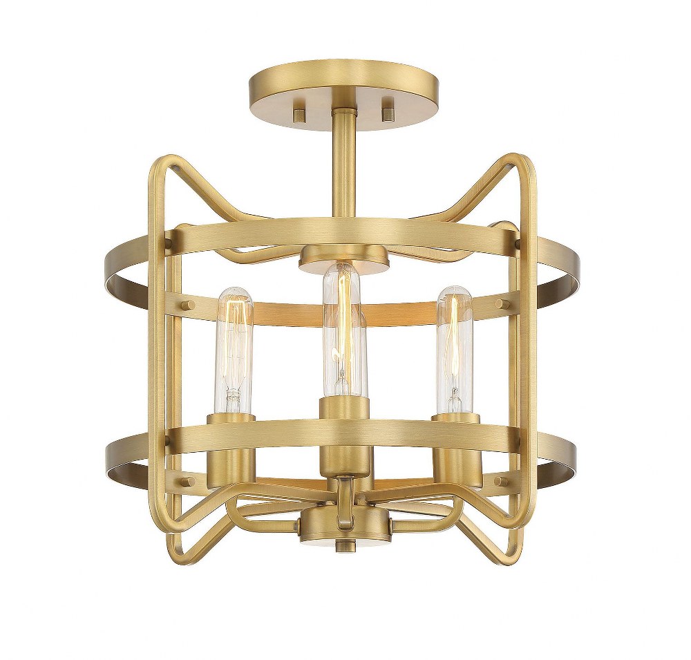 Savoy House-6-4900-4-322-4 Light Semi-Flush Mount-Transitional Style with Farmhouse and Contemporary Inspirations-14.75 inches tall by 16 inches wide Warm Brass  Warm Brass Finish