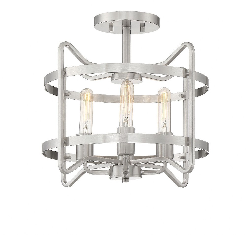 Savoy House-6-4900-4-SN-4 Light Semi-Flush Mount-Transitional Style with Farmhouse and Contemporary Inspirations-14.75 inches tall by 16 inches wide Satin Nickel  Warm Brass Finish