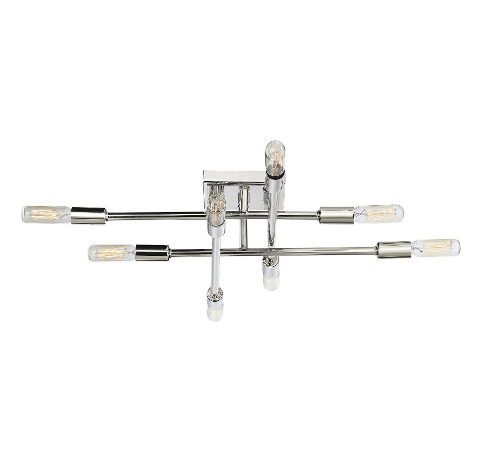 Savoy House-6-7003-8-109-Lyrique - 8 Light Semi-Flush Mount in Industrial Style-4.75 Inches Tall and 19.5 Inches Wide Polished Nickel  Bronze/Brass Finish