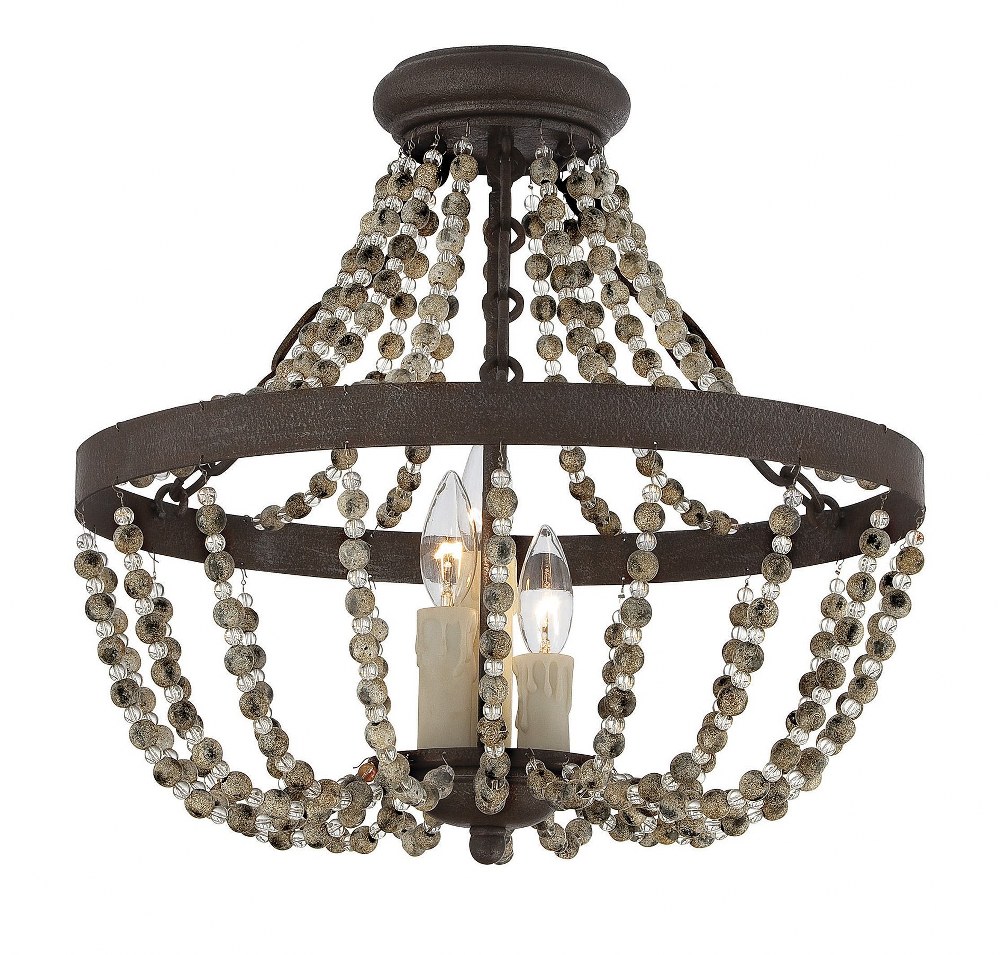 Savoy House-6-7403-3-39-3 Light Convertible Semi-Flush Mount-Traditional Style with Country French and Farmhouse Inspirations-17.5 inches tall by 18 inches wide   Fossil Stone Finish