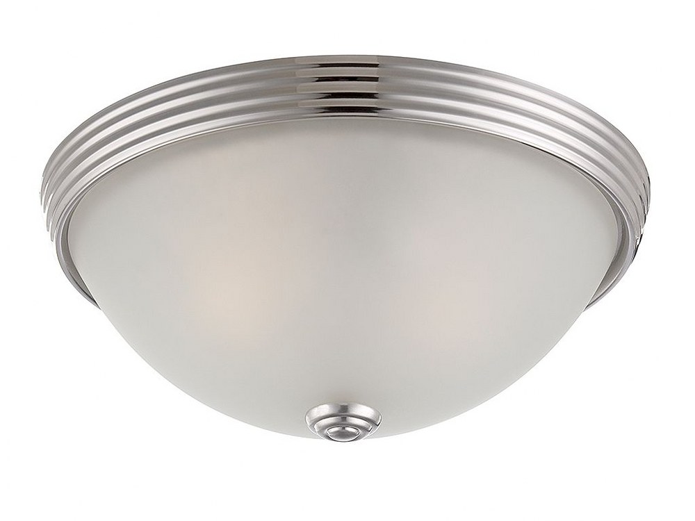 Savoy House-6-780-11-109-2 Light Flush Mount-Traditional Style with Transitional and Contemporary Inspirations-4.5 inches tall by 11 inches wide   Polished Nickel Finish with White Etched Glass