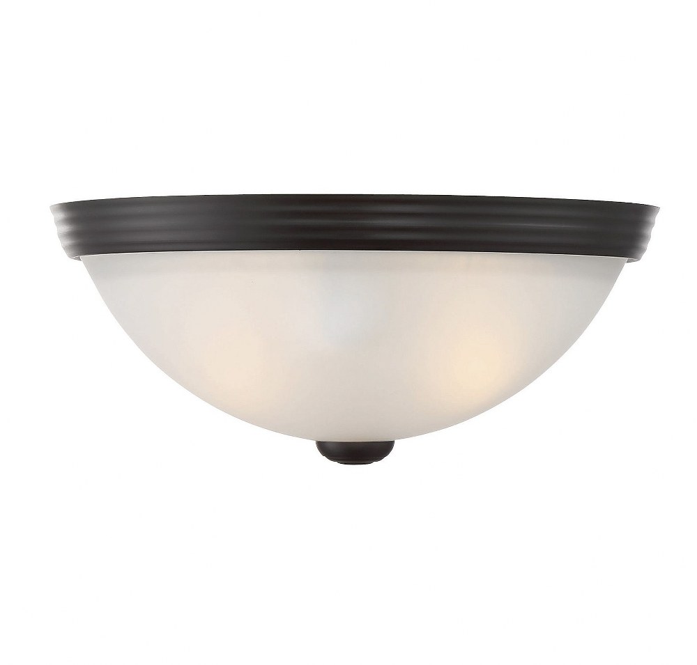 Savoy House-6-780-11-13-2 Light Flush Mount-Traditional Style with Transitional and Contemporary Inspirations-4.5 inches tall by 11 inches wide   English Bronze Finish with White Etched Glass