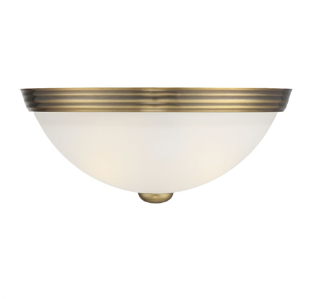 Savoy House-6-780-11-322-2 Light Flush Mount-Traditional Style with Transitional and Contemporary Inspirations-4.5 inches tall by 11 inches wide Warm Brass  Satin Nickel Finish with White Etched Glass