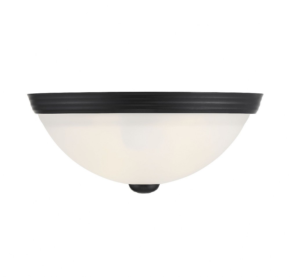 Savoy House-6-780-11-BK-2 Light Flush Mount-Traditional Style with Transitional and Contemporary Inspirations-4.5 inches tall by 11 inches wide Black  Satin Nickel Finish with White Etched Glass