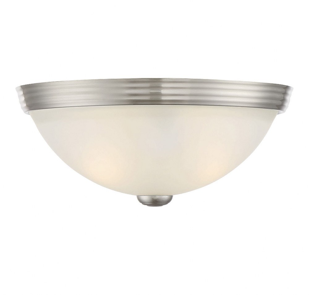 Savoy House-6-780-11-SN-2 Light Flush Mount-Traditional Style with Transitional and Contemporary Inspirations-4.5 inches tall by 11 inches wide   Satin Nickel Finish with White Etched Glass