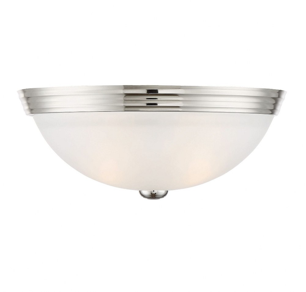 Savoy House-6-780-13-109-2 Light Flush Mount-Traditional Style with Transitional and Contemporary Inspirations-5 inches tall by 13 inches wide   Polished Nickel Finish with White Etched Glass