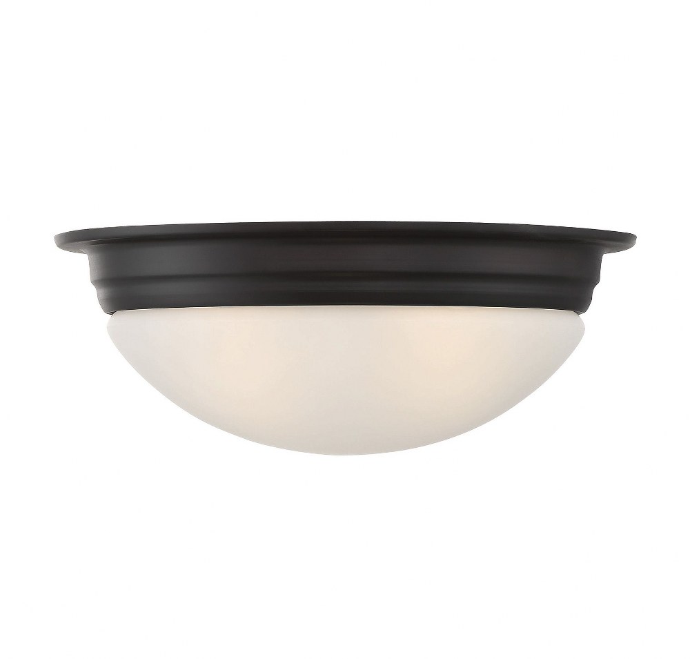 Savoy House-6-782-13-13-2 Light Flush Mount-Traditional Style with Transitional and Contemporary Inspirations-5 inches tall by 13 inches wide   English Bronze Finish with White Etched Glass