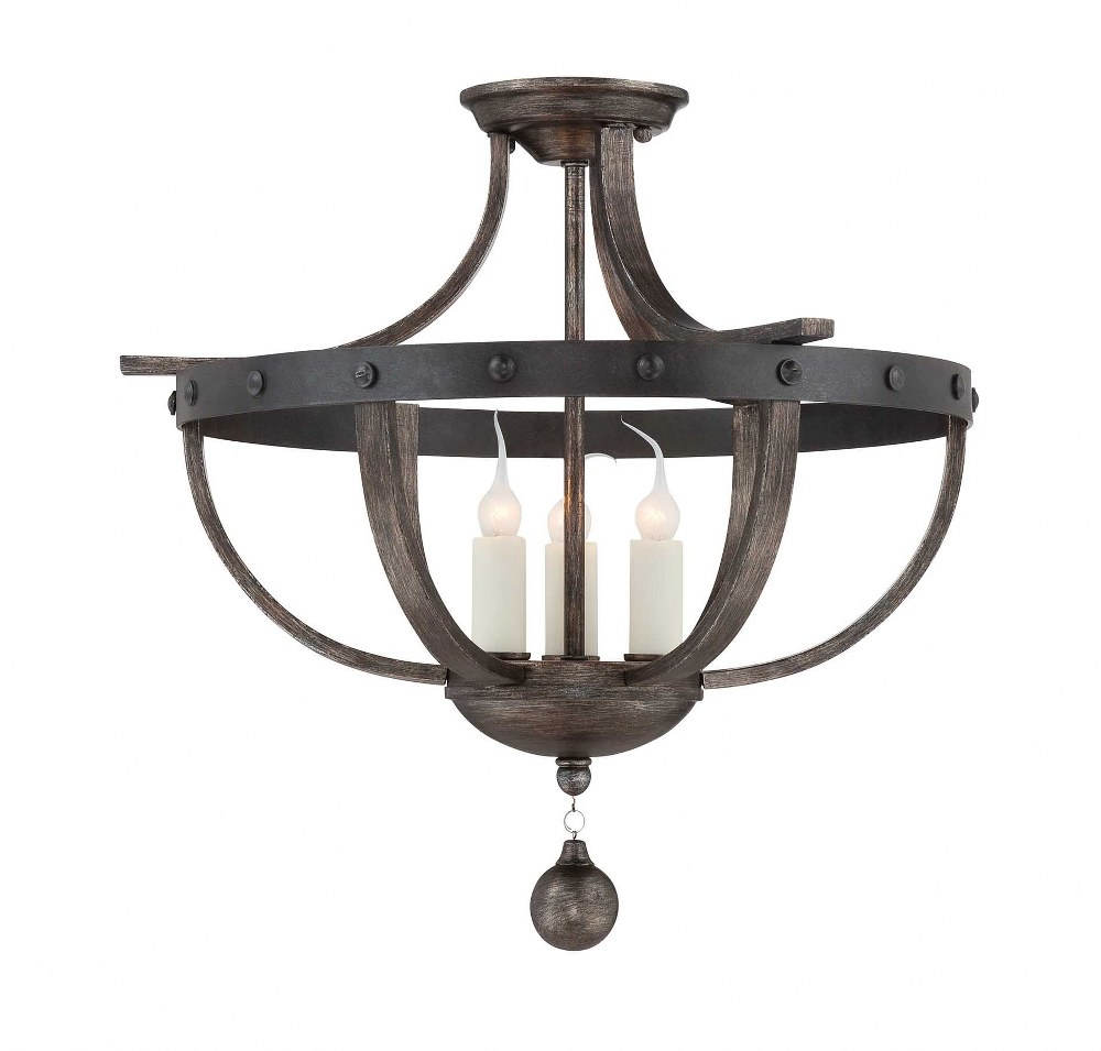 Savoy House-6-9540-3-196-3 Light Semi-Flush Mount-Traditional Style with Rustic and Farmhouse Inspirations-17 inches tall by 20 inches wide   Reclaimed Wood Finish
