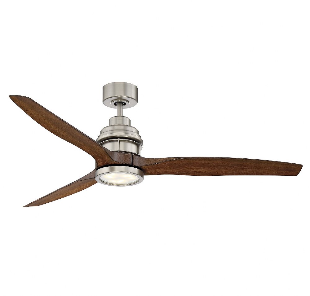 Savoy House-60-5025-3KO-SN-3 Blade Ceiling Fan with Light Kit-Modern Style with Contemporary and Transitional Inspirations-9.58 inches tall by 60 inches wide Satin Nickel  Satin Nickel Finish with Sil