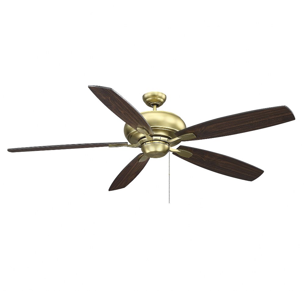 Savoy House-68-227-5RV-148-5 Blade Ceiling Fan-Transitional Style with Traditional Inspirations-10.33 inches tall by 68 inches wide   Estate Brass Finish with Walnut/Matte Black Blade Finish