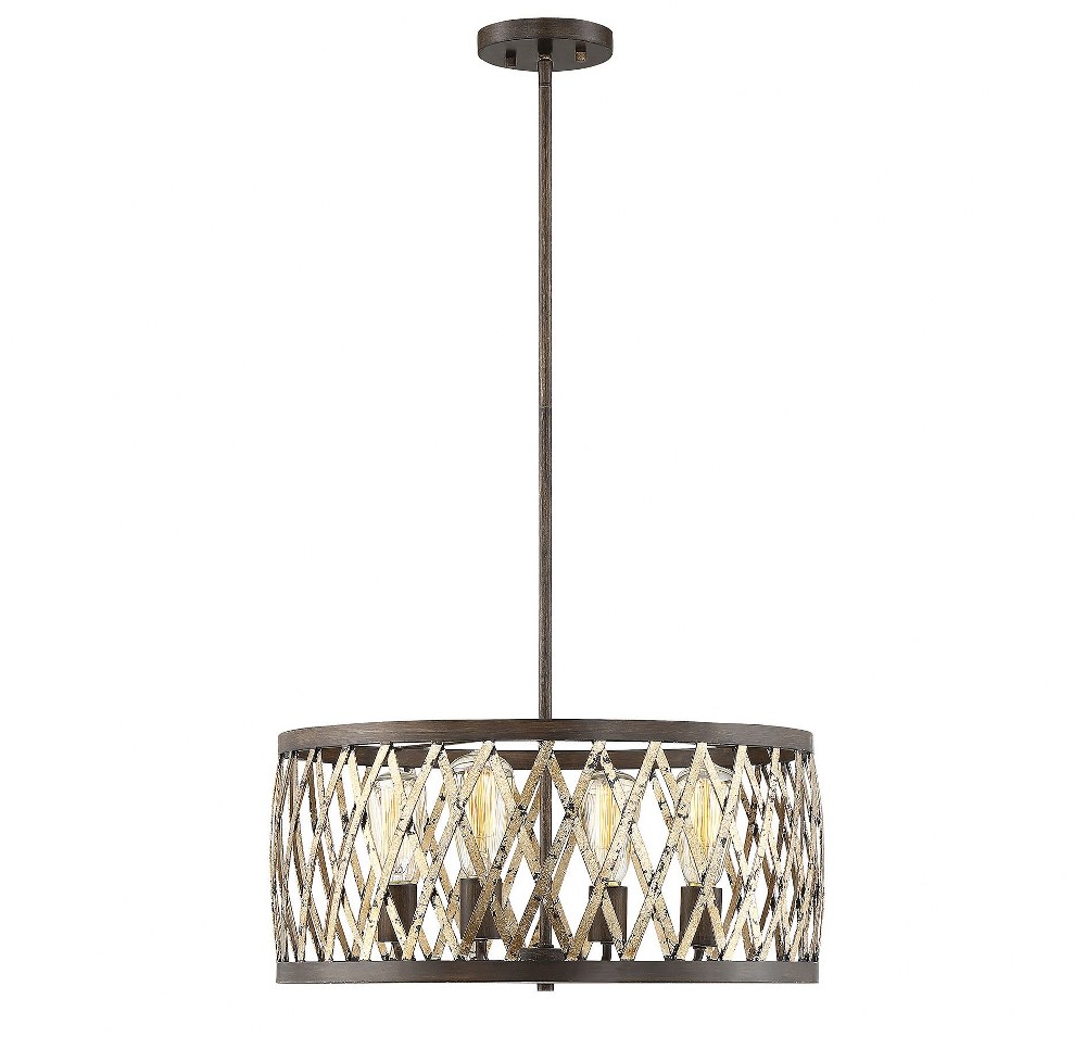 Savoy House-7-0803-4-124-4 Light Pendant-Rustic Style with Farmhouse and Bohemian Inspirations-9.5 inches tall by 20 inches wide   Fiesta Bronze Finish