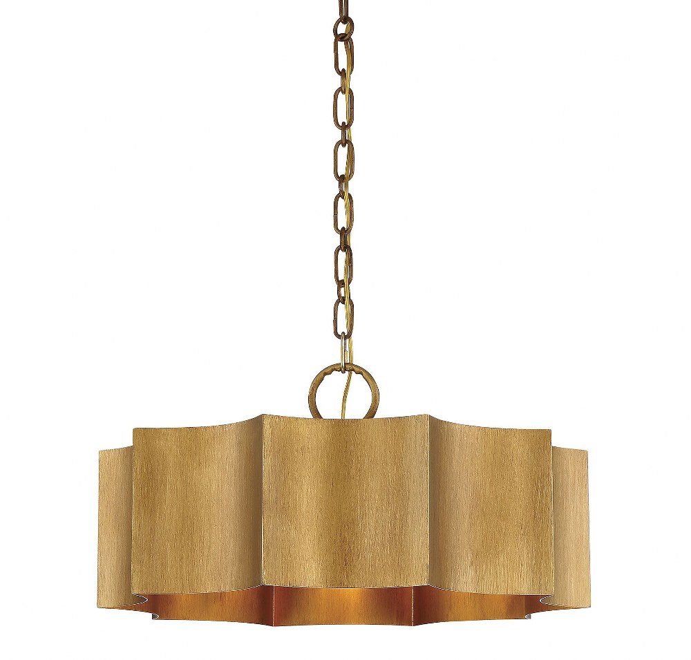 Savoy House-7-100-3-54-3 Light Pendant-Transitional Style with Contemporary Inspirations-11.5 inches tall by 22.5 inches wide Gold Patina  Gold Patina Finish