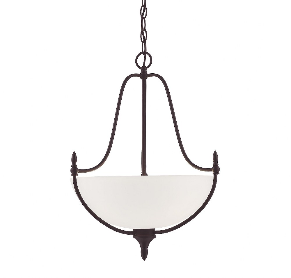 Savoy House-7-1004-3-13-Wide Pendant-Contemporary Style with Transitional and Traditional Inspirations-22 inches tall by 18 inches wide English Bronze  Satin Nickel Finish with White Frosted Glass